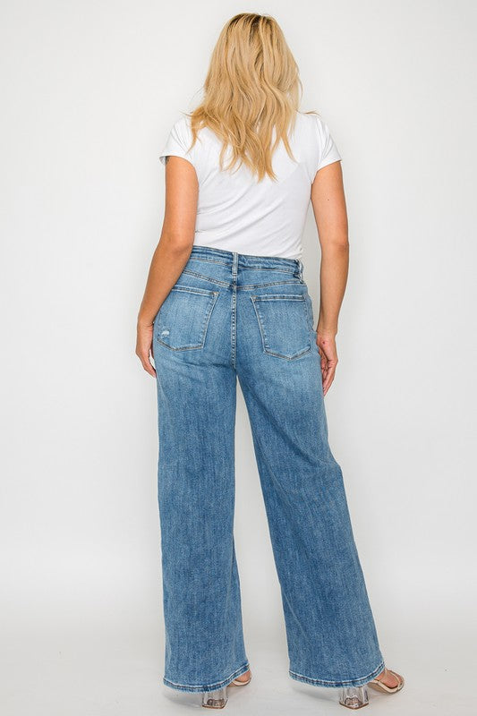 Bytos | High Rise Wide Leg Jeans with Pockets | Plus Size