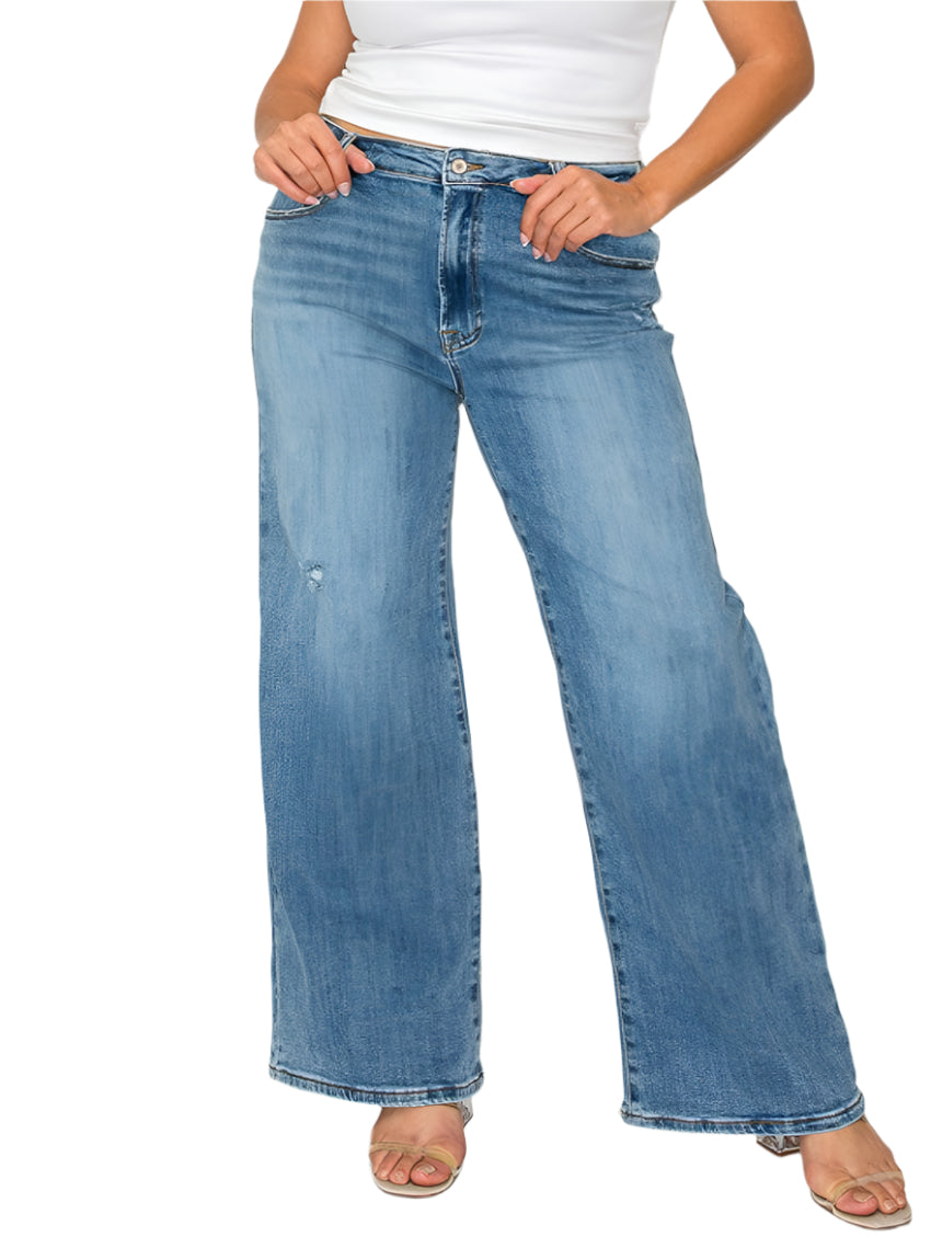 Bytos | High Rise Wide Leg Jeans with Pockets | Plus Size