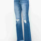 Bytos | Raw Hem Distressed High Rise Bootcut Jeans