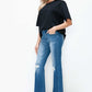 Bytos | Raw Hem Distressed High Rise Bootcut Jeans