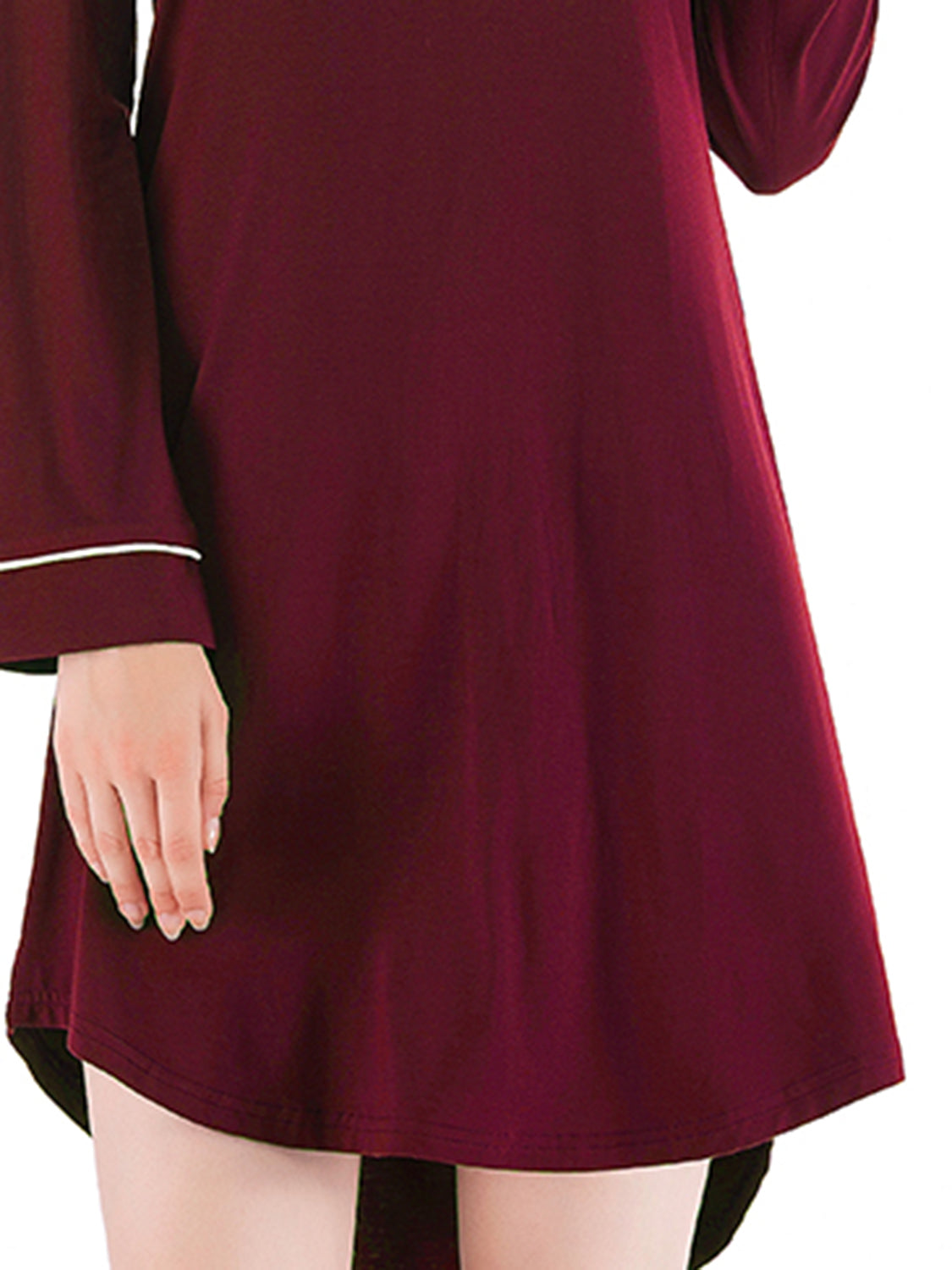 Comfortable red nightgown made from breathable fabric.