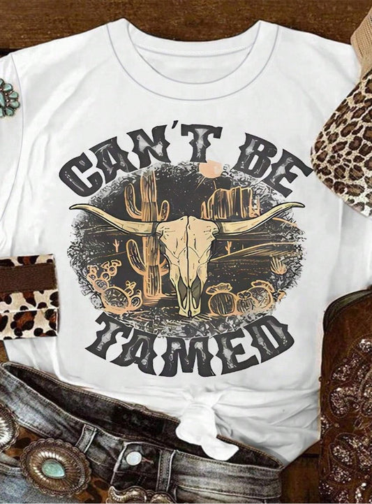 White Can't Be Tamed Graphic Tee Featuring Desert Landscape