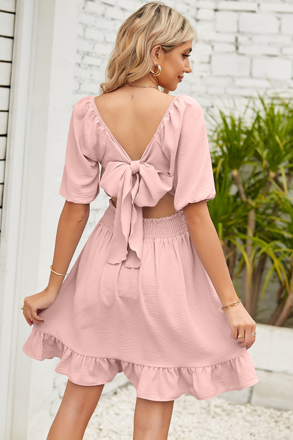 Chic Ruched Ruffle Hem Dress in black, pink, or blue - perfect for any occasion. Flattering, versatile, and comfortable style for all.