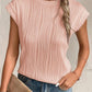 Textured Round Neck Cap Sleeve T-Shirt