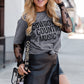 Gray graphic tee with "Cowboy & Country Music" text in bold black letters