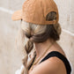 Camel corduroy ball cap for everyday style
