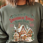 Unique camouflage holiday sweatshirt with North Pole Gingerbread Bakery design.