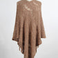 Caramel knit poncho sweater with a chic boho vibe
