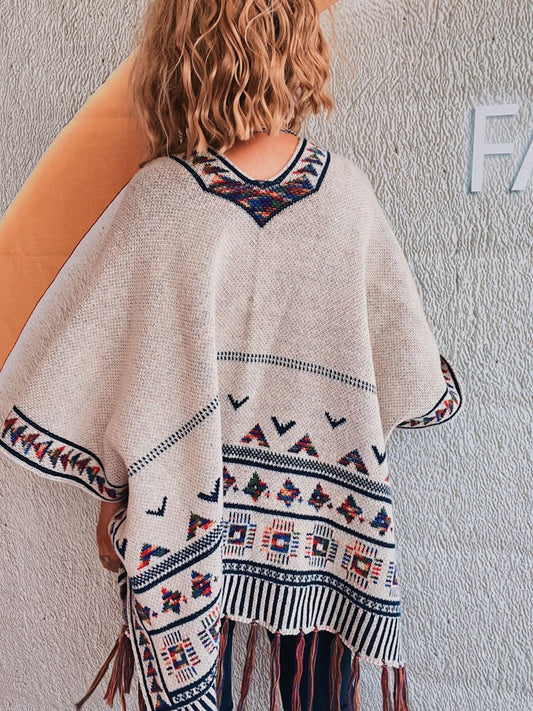 Tribal Inspired Boho Fringe Open Front Cardigan