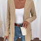 Open Front Cable Knit Cardigan With Pockets