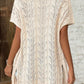 Openwork Open Front Short Sleeve Cardigan - Whimsical Appalachian Boutique