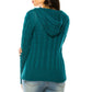 Plus Size Classic Cable Knit Hooded Button-Up Cardigan