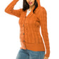 Plus Size Classic Cable Knit Hooded Button-Up Cardigan