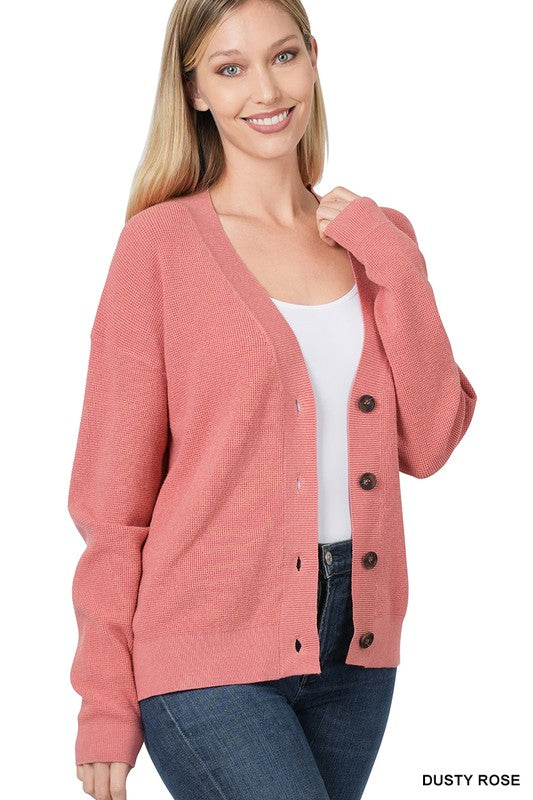 Classic Button-Up Viscose Sweater Cardigan