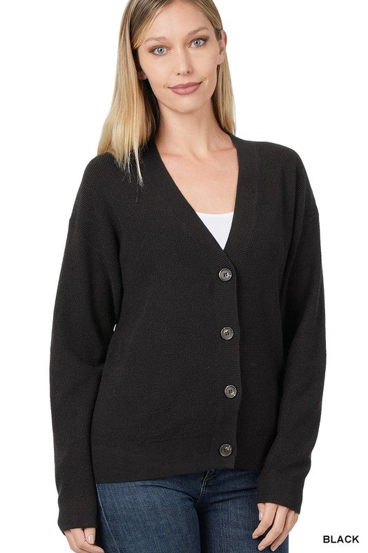 Classic Button-Up Viscose Sweater Cardigan