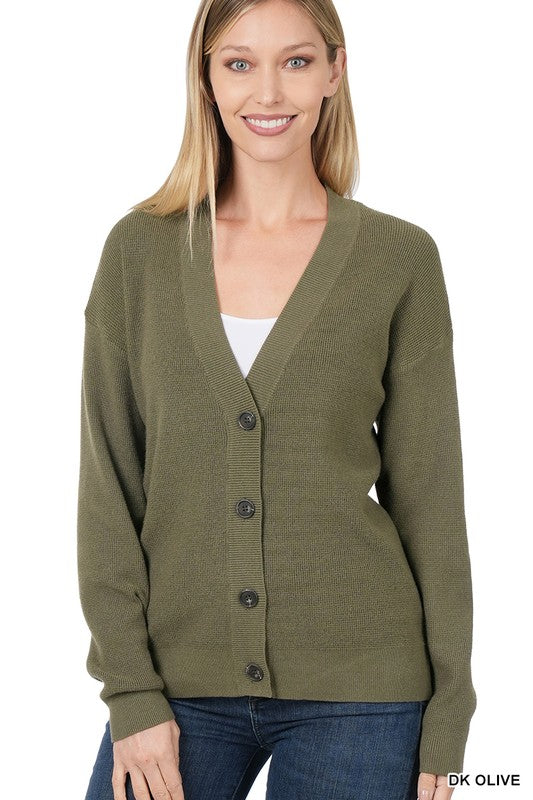 Classic Button-Up Viscose Sweater Cardigan