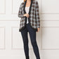 Plaid Contrast Drape Open Cardigan