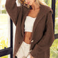 Brown Chunky Knit Lapel Collar Button Up Cardigan