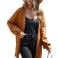 Caramel Open Front Cable Knit Long Sleeve Cardigan