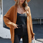 Caramel Open Front Cable Knit Long Sleeve Cardigan