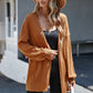 Caramel Open Front Cable Knit Long Sleeve Cardigan