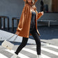 Caramel Open Front Cable Knit Long Sleeve Cardigan