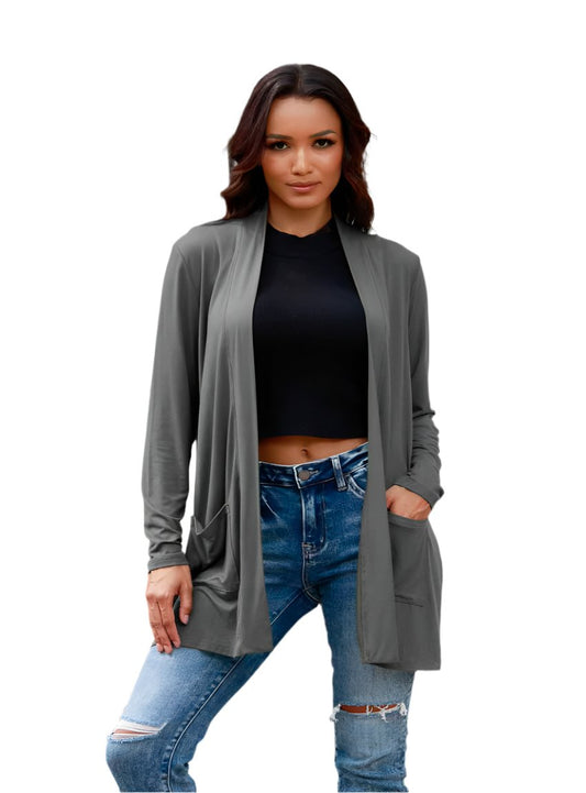 Basic Bae Open Front Long Sleeve Cardigan with Pockets