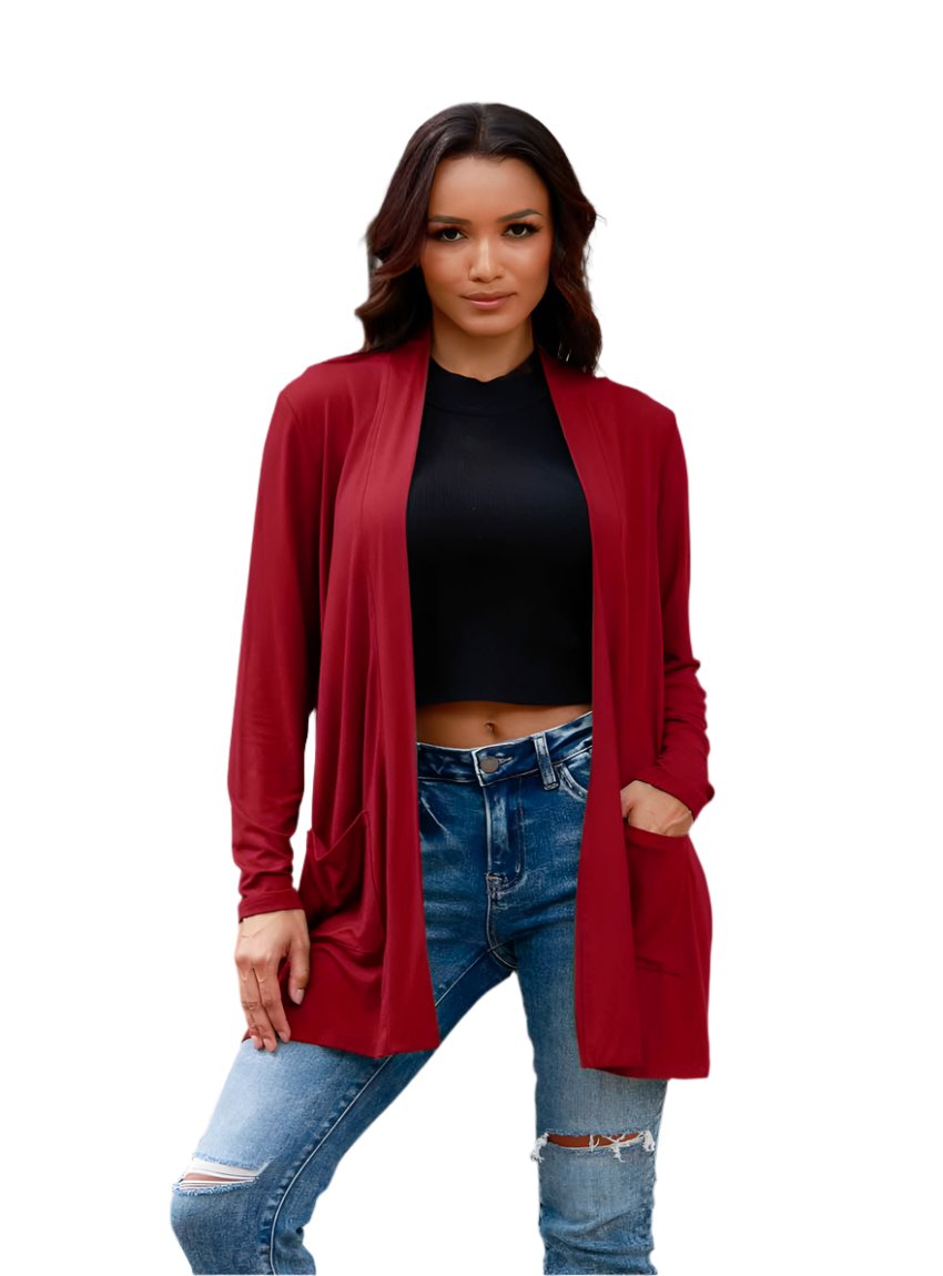 Basic Bae Open Front Long Sleeve Cardigan with Pockets