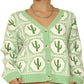 Cactus Print Button-Up Cardigan