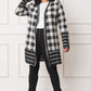 Black & White Checkered Cardigan with Striped Hem