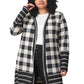 Black & White Checkered Cardigan with Striped Hem