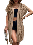 Short Sleeve Open Front Mesh Knit Cardigan - Whimsical Appalachian Boutique