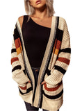 Striped Open Front Longline Cardigan