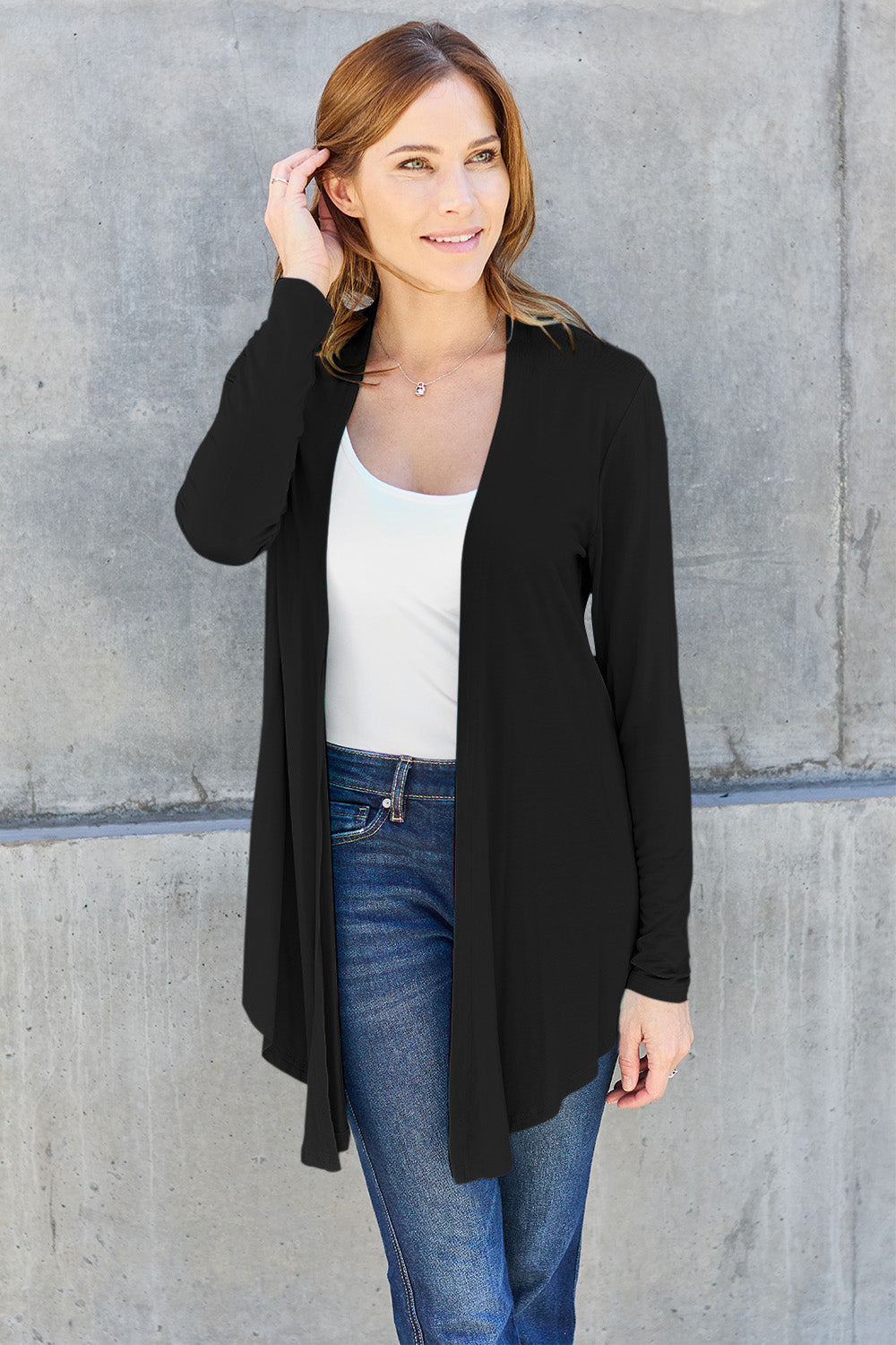 Basic Bae Open Front Long Sleeve Cardigan