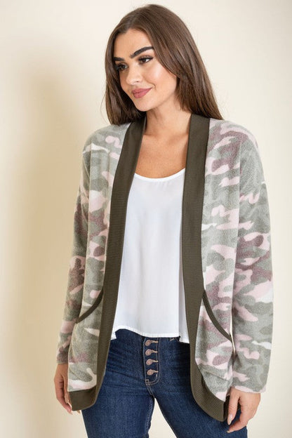 Casual Camouflage Print Slouch Cardigan