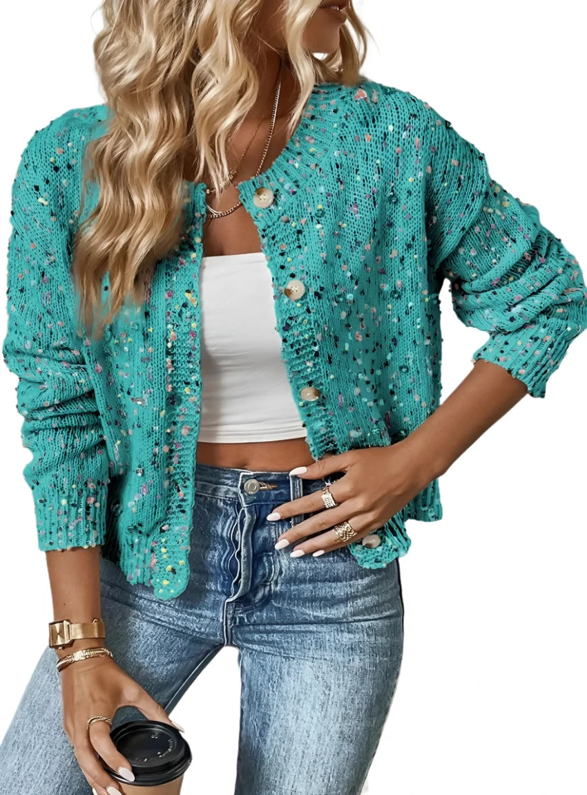 Confetti Button Up Long Sleeve Cardigan