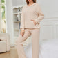 Comfortable beige two-piece set with pockets
