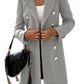 Relaxed gray woolen coat with dropped shoulder sleeves for a modern look.
