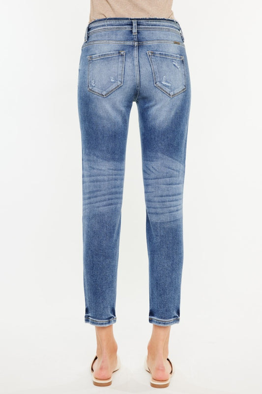 Casual high-rise distressed mom jeans by Kancan