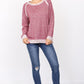 Burgundy shimmer French terry pullover with a relaxed fit.
