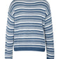 Blue striped knit sweater with a round-neck design, perfect for casual autumn and winter days.

