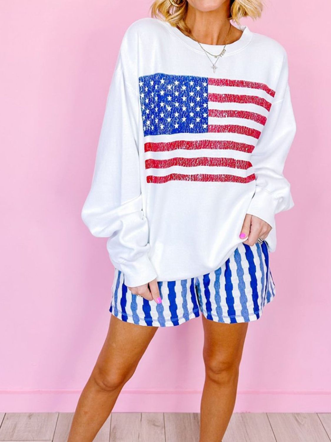 USA flag pullover for women’s casual outfits