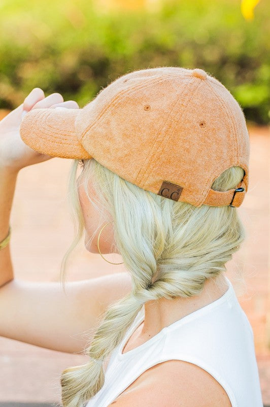 Rust CC terry cloth baseball hat with soft texture
