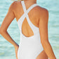 Elevate your swim style with our Crisscross Back One-Piece Swimsuit—flattering, durable, and perfect for any water occasion.