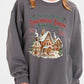 Warm charcoal gray sweatshirt featuring North Pole Gingerbread Bakery holiday design.