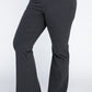 Plus size charcoal flare bottoms with an elastic waist.
