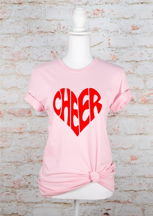 Close-up detail of the Cheer Heart Graphic T-Shirt in pink.