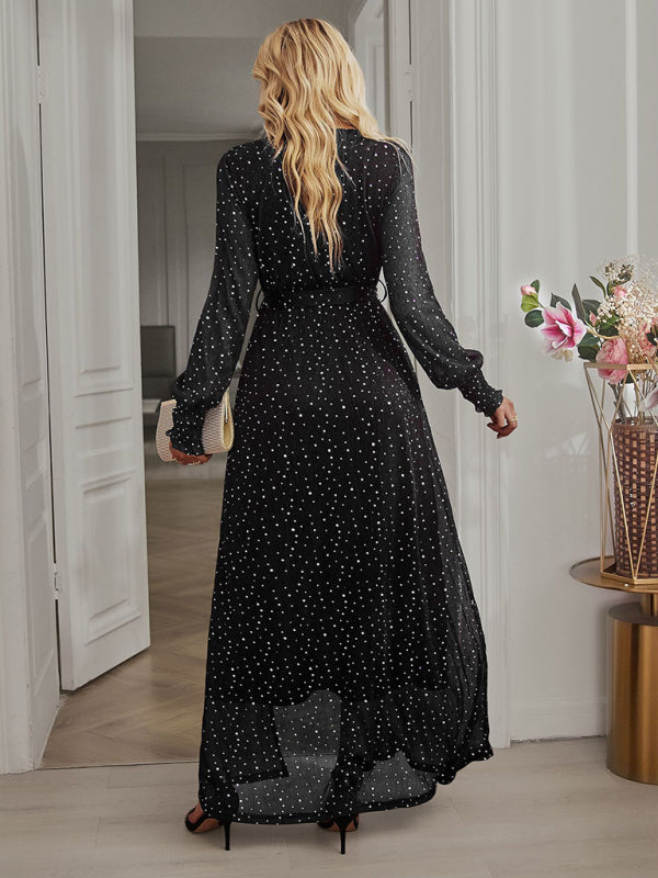 Chic black maxi dress with V-neck design
