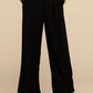 Chic black waffle trousers with elastic waistband
