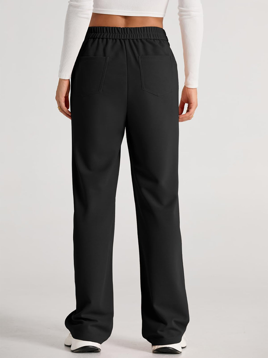 Chic black wide-leg pants featuring a flattering fit
